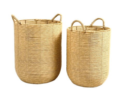 Refined PE Resin Storage Basket Set with Built-in Handles